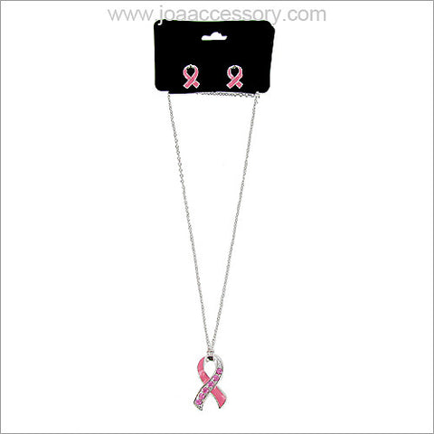 Pink Ribbon Necklace Set - All That Glitters