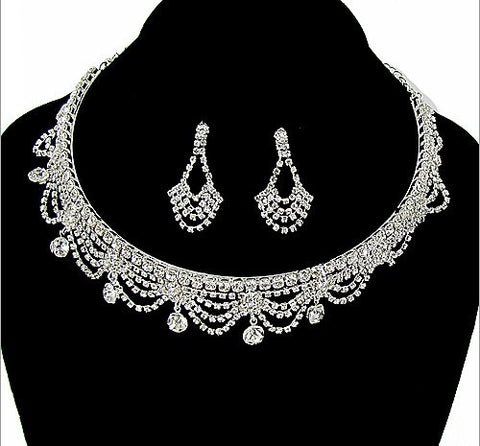 Rhinestone Necklace and Earring Set - All That Glitters