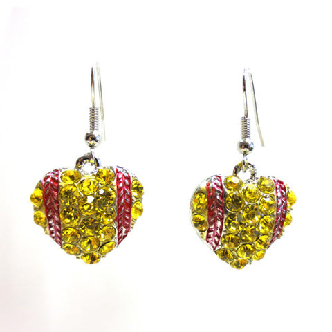 Softball Heart Dangle Earrings - All That Glitters