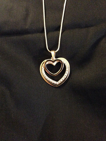 2 Tone Pave Cutout Heart Necklace - All That Glitters