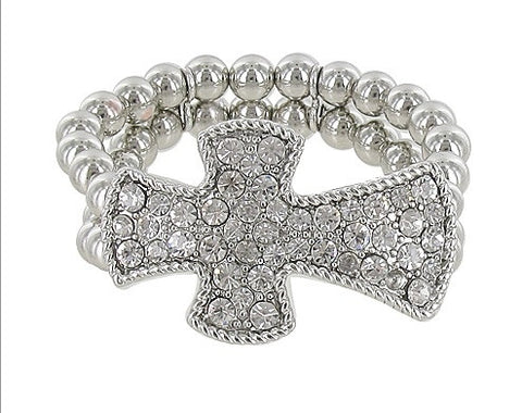 Rhinestone Cross Stretch Bracelet - All That Glitters