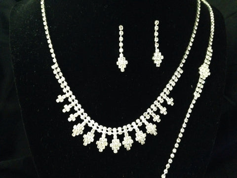 Formal Rhinestone Necklace, Earring And Bracket Set - All That Glitters