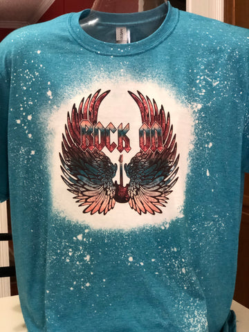 Bleached Rock N Roll Wings T-Shirt Turquoise