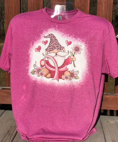 Bleached Breast Cancer Ribbon Gnome T-Shirt