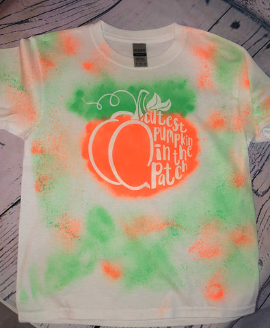 Youth Tie-dyed Cutest Pumpkin T-Shirt Bleached