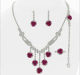 Formal Rhinestone And Flower Necklace Set - All That Glitters - 3