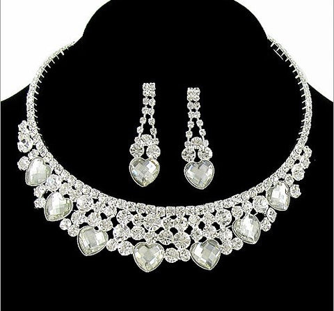 Rhinestone Necklace and Earring Set - All That Glitters