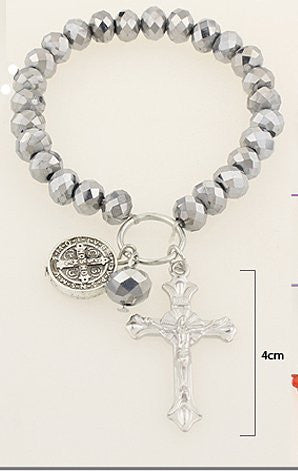 Cross and Coin Stretch Bracelet - All That Glitters - 1