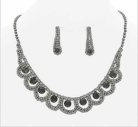 Formal Rhinestone Necklace And Earring Set - All That Glitters