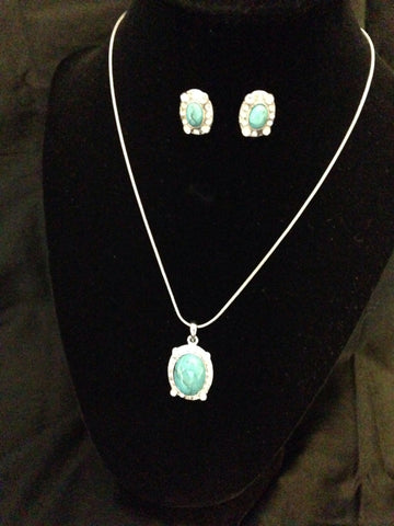 Turquoise Necklace And Earring Set - All That Glitters