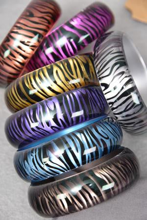 Acrylic Zebra Print Bangle Bracelet - All That Glitters