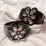 Acrylic  Hinged Flower Bangle Bracelet - All That Glitters - 2