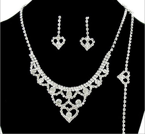 Formal Rhinestone Necklace, Earring And Bracelet Set - All That Glitters
