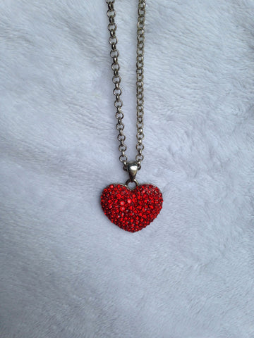 Red Crystal Heart Necklace - All That Glitters