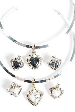 Marble Heart Choker and Earring Set - All That Glitters