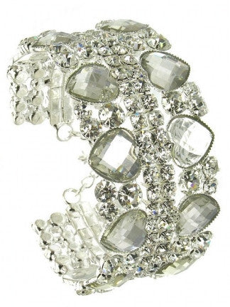 Rhinestone Heart Cuff Bracelet - All That Glitters