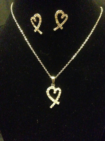 Heart Necklace and Earring set - All That Glitters