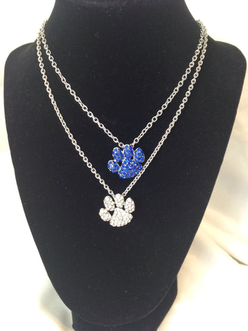 Rhinestone Paw Print Necklace - All That Glitters - 1