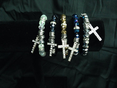 Beaded Cross Stretch Bracelet - All That Glitters
