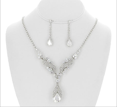 Formal Rhinestone Necklace And Earring Set - All That Glitters - 1