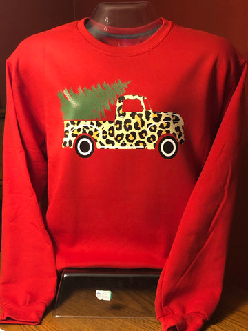 Christmas Tree Cheetah Truck Sweatshirt