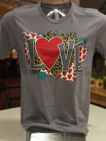 Teal And Red Love T-shirt